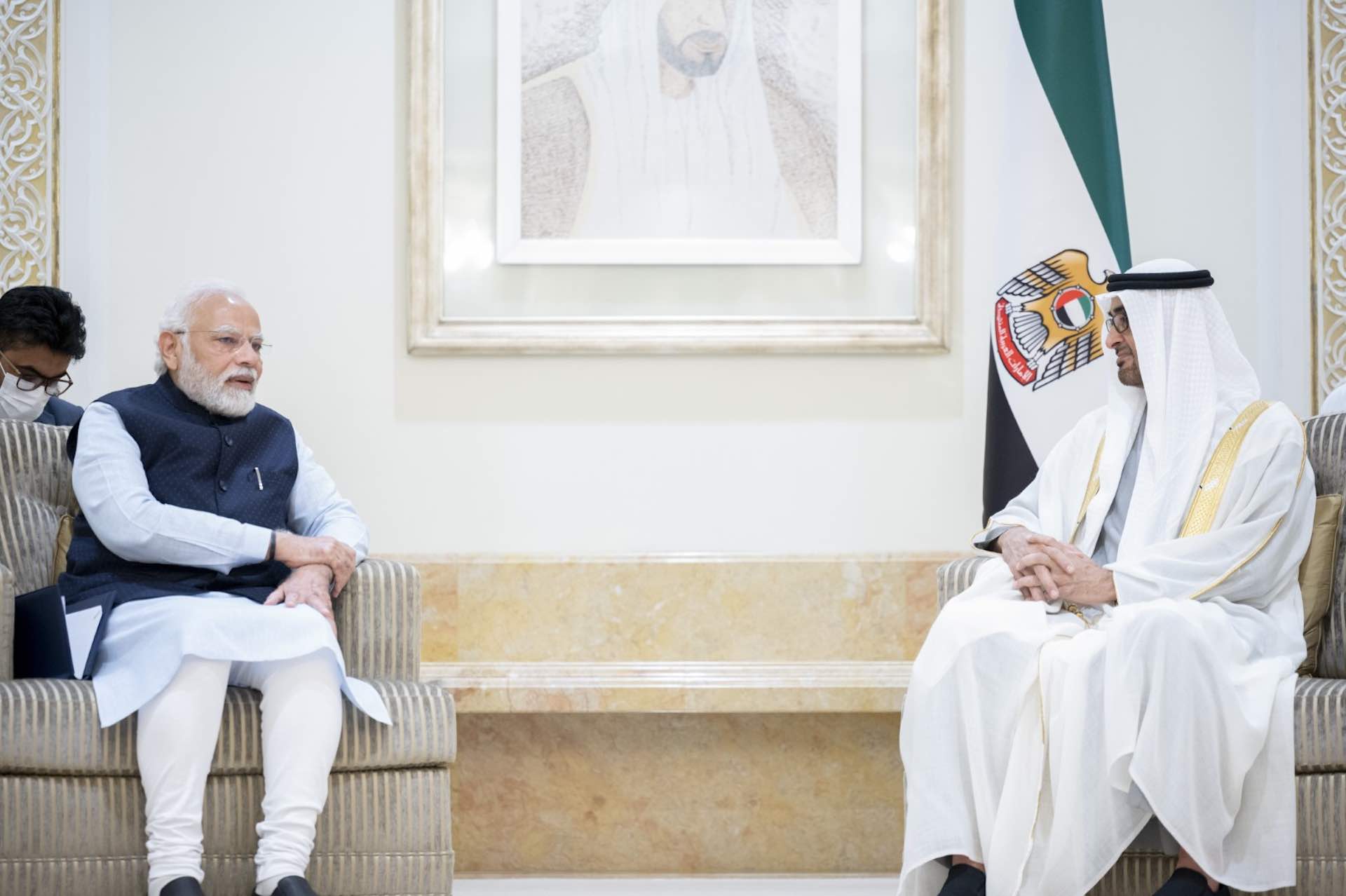UAE President Sheikh Mohamed receives Indian PM Modi